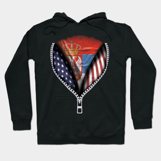 Serbian Flag  Serbia Flag American Flag Zip Down - Gift for Serbian From Serbia Hoodie by Country Flags